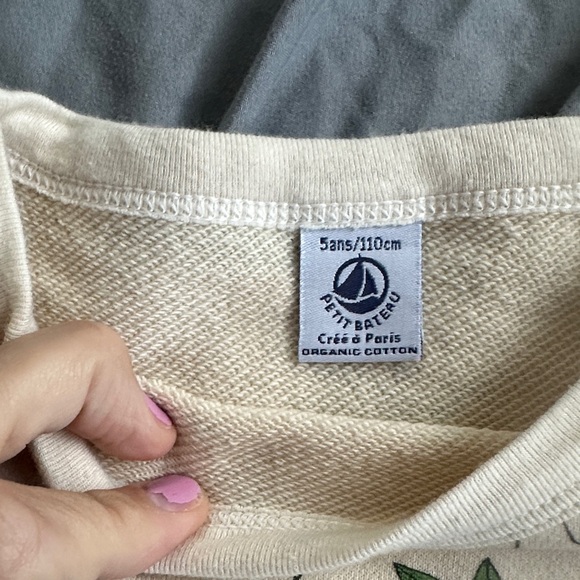 Petit Bateau Cream and Green Camel Print Sweatshirt - Picture 2 of 4
